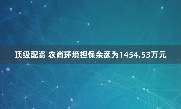 顶级配资 农尚环境担保余额为1454.53万元